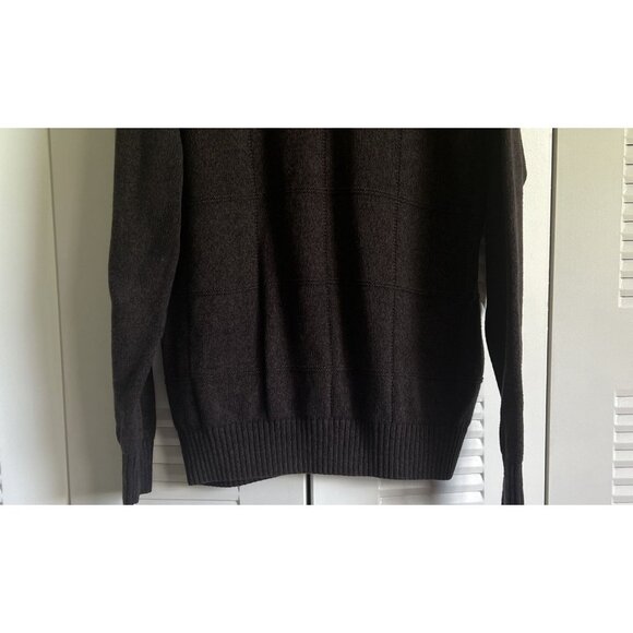 Geoffrey Beene Men's Chocolate Brown Cotton Sweater L/G Grandpacore - Picture 3 of 6